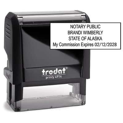 Example of Impression atop Alaska Notary Rectangle Stamp