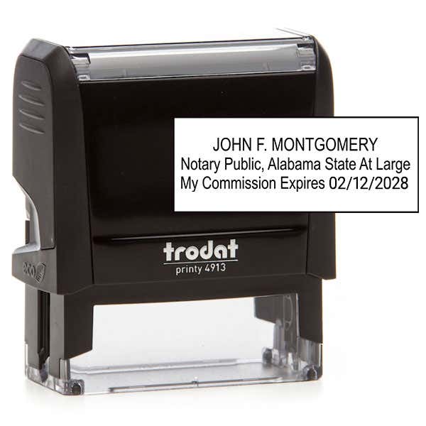 Alabama Notary Rectangle Stamp Impression and Body