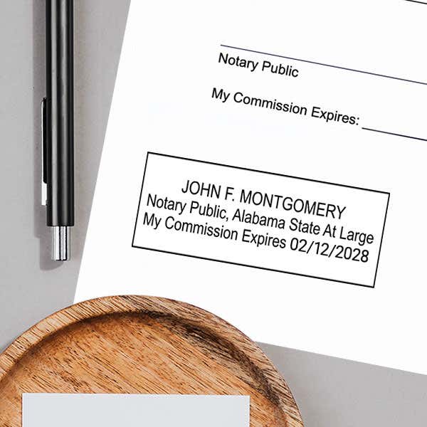 Alabama Notary Rectangle Stamp Impression on Paper