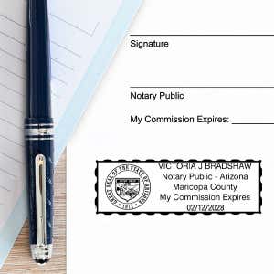 Arizona Notary Rectangular Stamp Impression on Paper