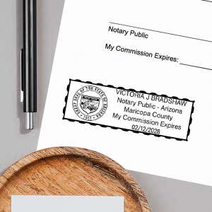 Example of Arizona Notary Rectangular Stamp Impression on Paper