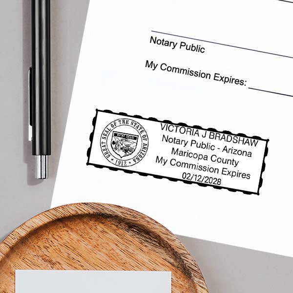Example of Arizona Notary Rectangular Stamp Impression on Paper