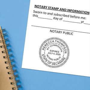 Stamped notary section of a sworn and subscribed statement