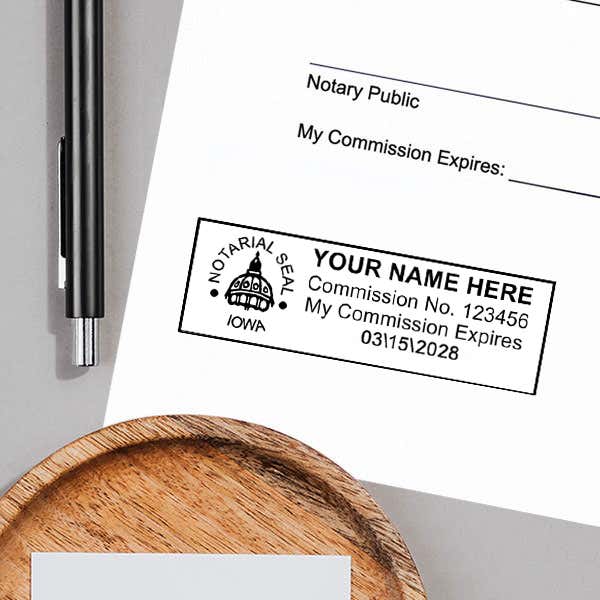 Example of Iowa Notary Rectangular Body and Design