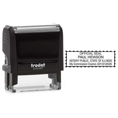 Illinois Notary Rectangular Stamp Impression with Serrated Border