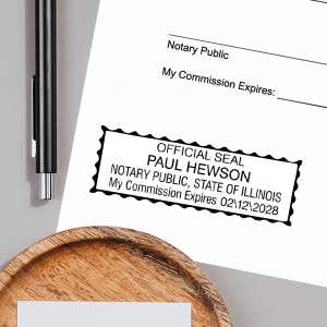Example of Illinois Notary Rectangular impression on paper