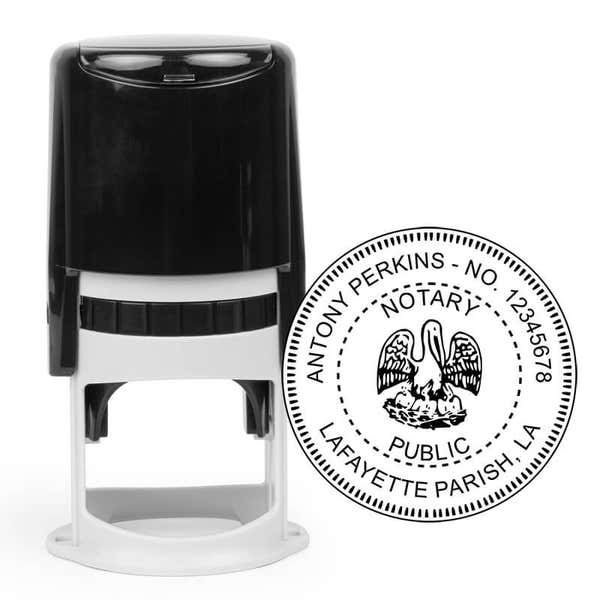 Round notary seal impression and stamp body
