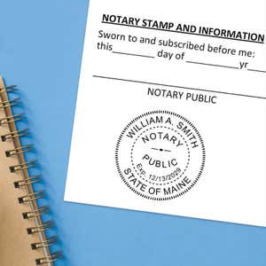 Stamped notary section of a sworn and subscribed statement