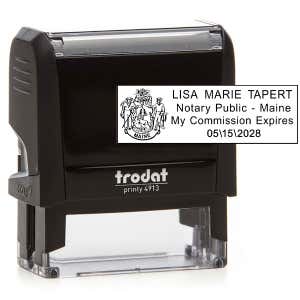 Maine Notary Rectangle impression on top of Trodat Printy stamp body