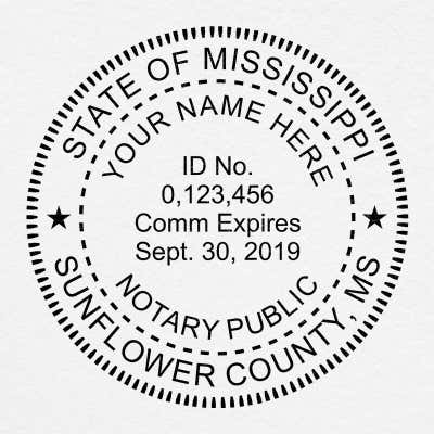 Mississippi Milled Round Notary Seal - Choose Stamp or Embosser - alternate view