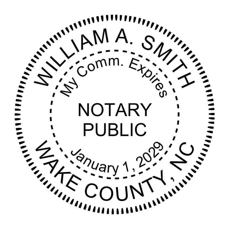 North Carolina Round Notary Seal - Choose Stamp or Embosser