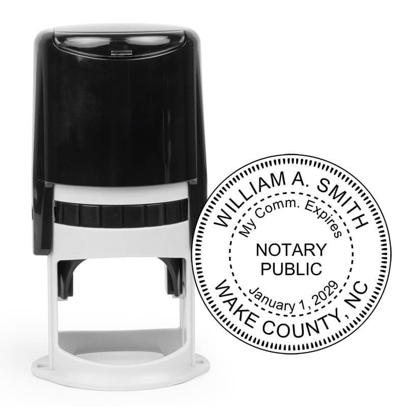 North Carolina round notary seal impression and stamp body