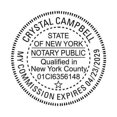 New York County and Expiration Round Notary Seal - Choose Stamp or Embosser - alternate view