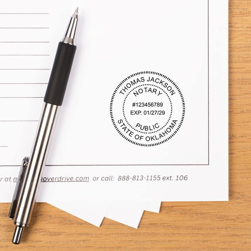 Oklahoma notary round stamp impression.