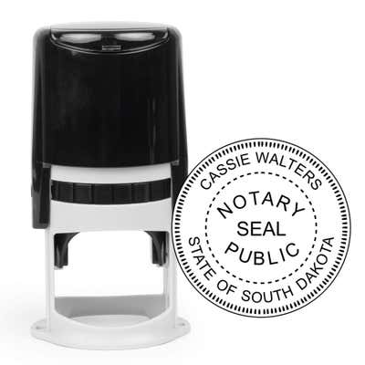 South Dakota Round Notary Seal - Choose Stamp or Embosser - alternate view