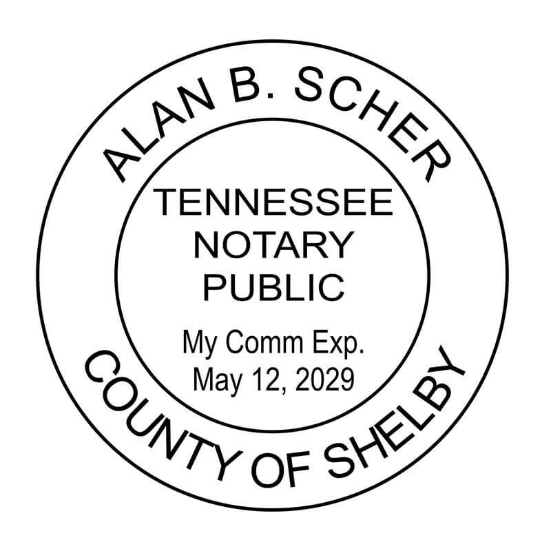 Tennessee Round Notary Seal impression with black ink