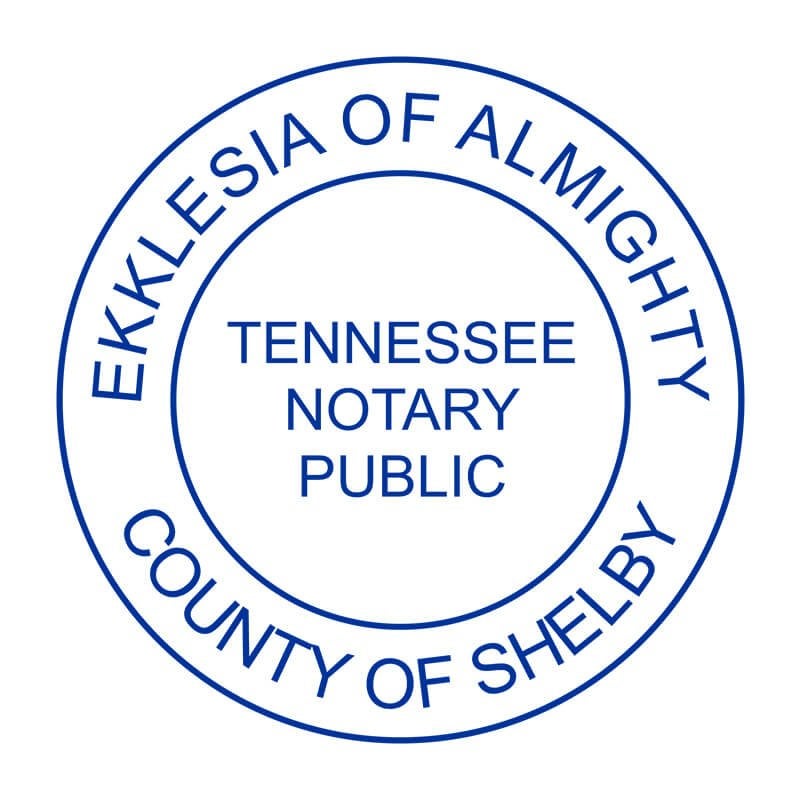 Tennessee without Date Round Notary Seal impression in blue ink
