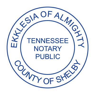 Tennessee without Date Round Notary Seal impression in blue ink
