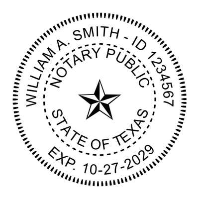 Texas Round Notary Seal - Choose Stamp or Embosser - alternate view