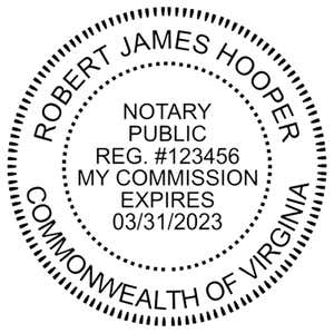 The impression with the Virginia Round Notary Seal