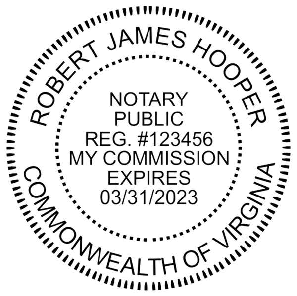 The impression with the Virginia Round Notary Seal