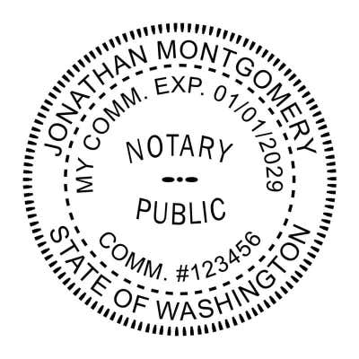Washington State Round Notary Seal - Choose Stamp or Embosser - alternate view