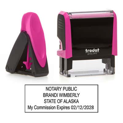 Our Alaska Notary Pink Stamp Comes in Self-Inking and Pocket Stamp Versions