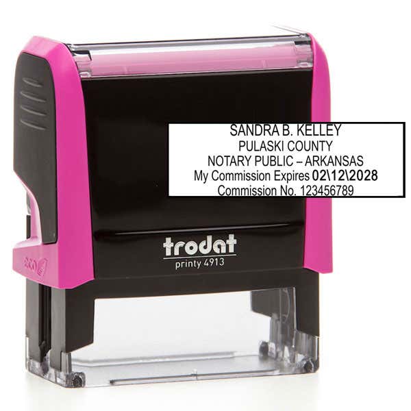 Arkansas Notary Pink Stamp Body and Impression