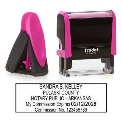 Arkansas Notary Pink Stamp - Rectangle