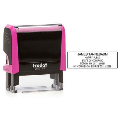 Colorado Pink Rectangle Notary Stamp - alternate view