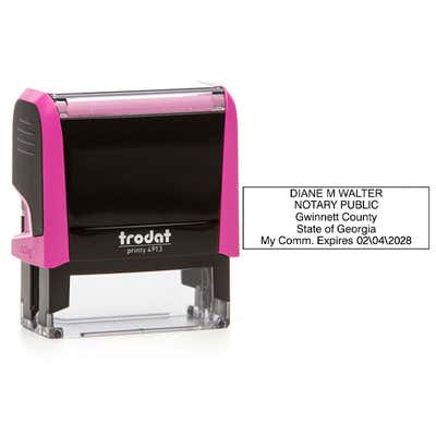 Georgia Notary Pink Stamp - Rectangle