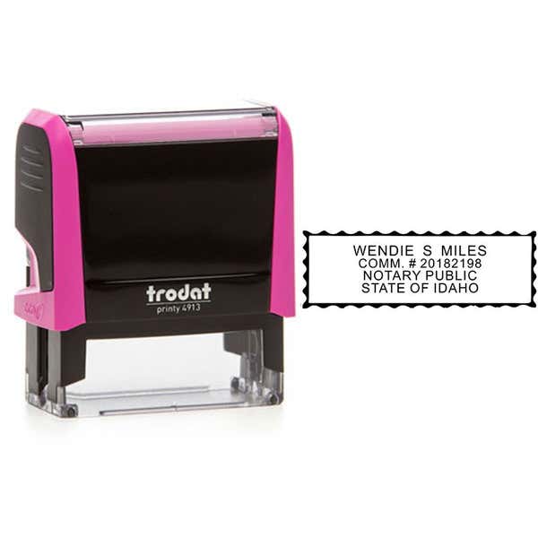 Idaho Pink Rectangle Notary Stamp