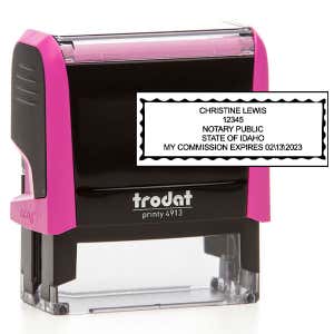 Impression on top of Idaho Notary Pink Stamp with Expiration - Rectangle