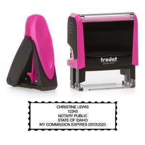 Side by side examples of body types for Idaho Notary Pink Stamp with Expiration - Rectangle