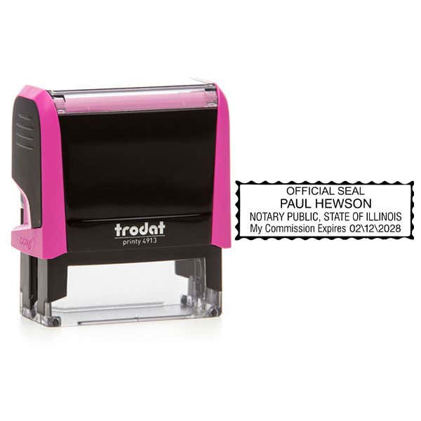 Illinois Pink Rectangle Notary Stamp