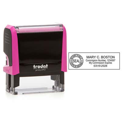Indiana Notary Pink Stamp - Rectangle