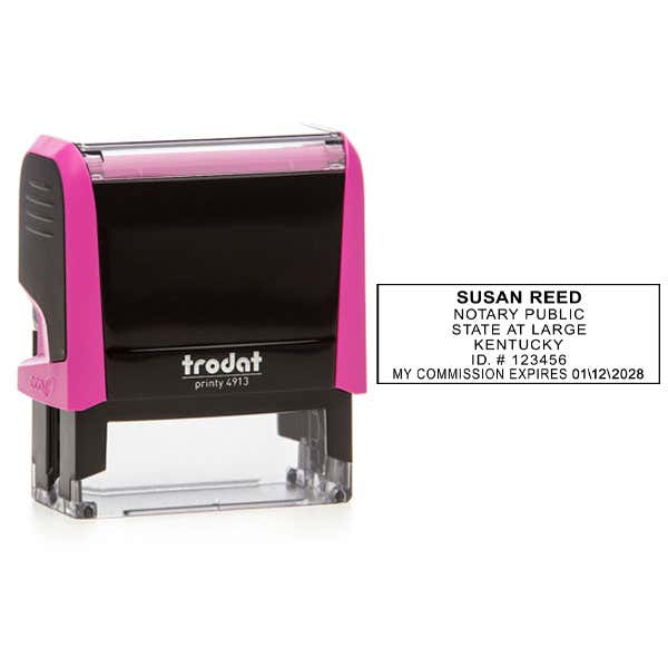 Kentucky Notary Pink Stamp - Rectangle