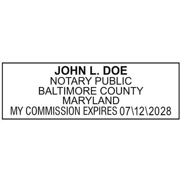 Impression only of the Maryland Notary Pink Stamp - Rectangle