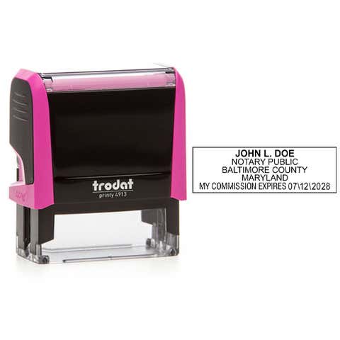 Maryland Pink Rectangle Notary Stamp