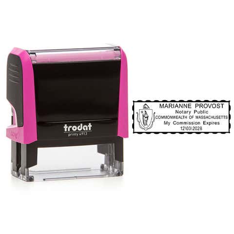 Massachusetts Pink Rectangle Notary Stamp