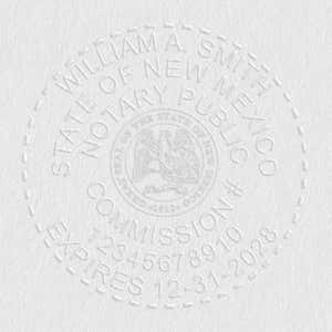 New Mexico Notary Pink Seal - Round Design Imprint Example on Paper