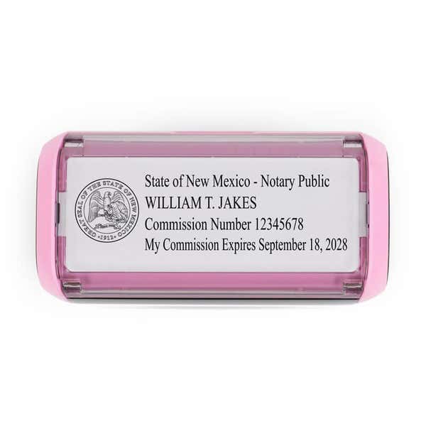 Top View of the New Mexico Pink Rectangle Notary Stamp