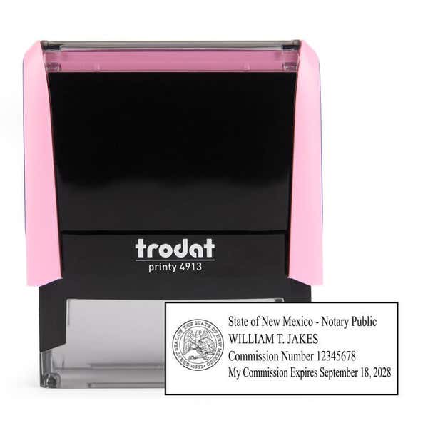 New Mexico Pink Rectangle Notary Stamp