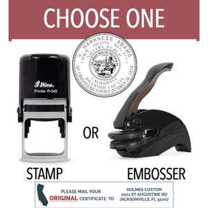 California Notary Round Design - Choose Stamp or Embosser