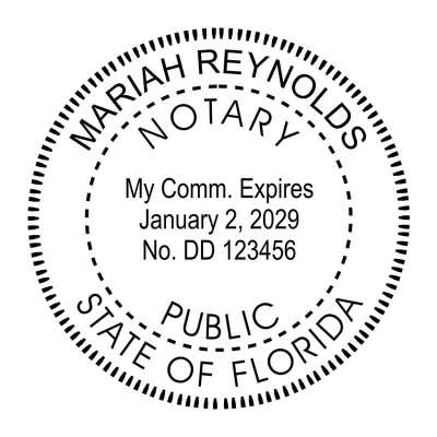 Florida Round Notary Public Stamp - alternate view