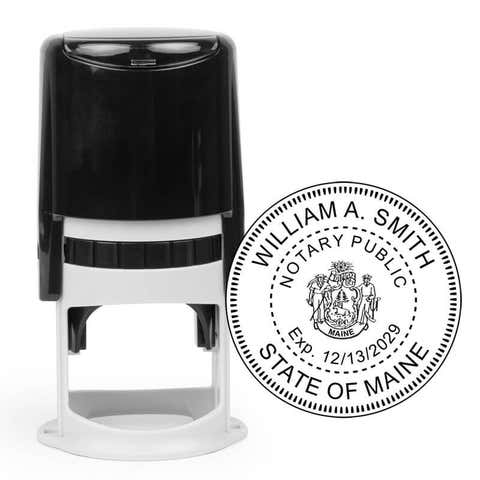 Maine Crest Round Notary Stamp