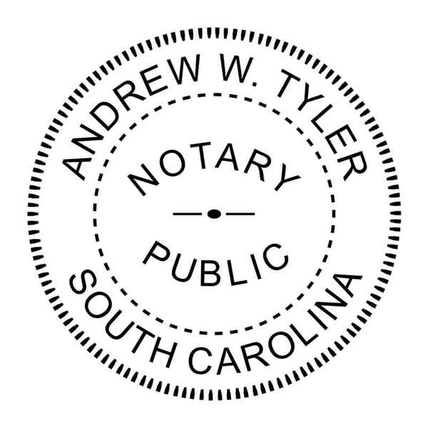 South Carolina Round Notary Stamp impression in black ink