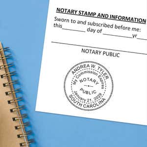 Clean notarial license imprint on an official form 