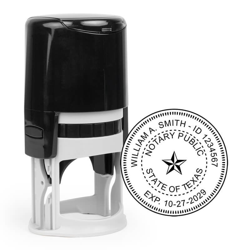 Texas Round Notary Stamp impression and body image