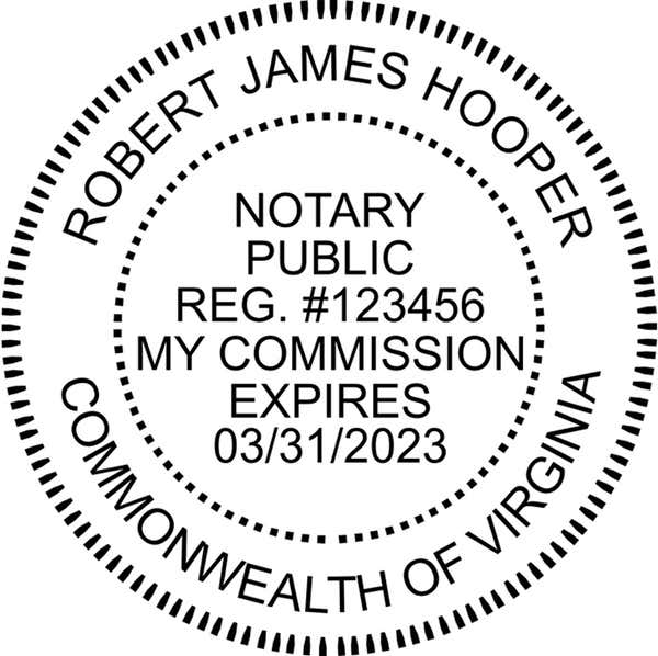 A zoomed in version of the Virginia Notary Round Stamp impression